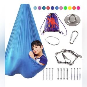 Sensory Swing Indoor Therapy Hammock w Hardware Blue NEW